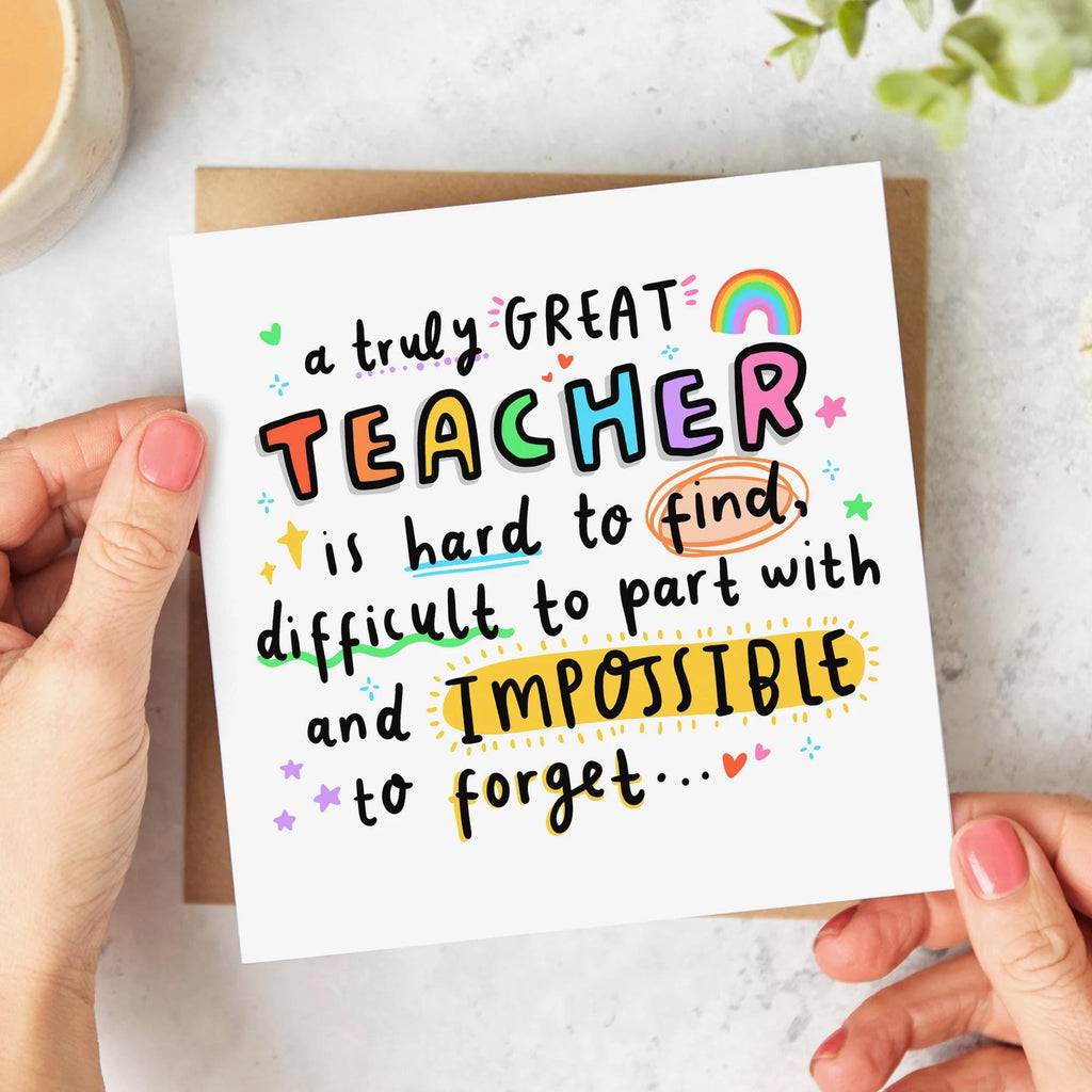 Fun Teacher Multipack Thank You Cards | End Of School, Nursery | Pack of 5, 10, 15, 20, 30, 40 or 50 Cards | For Teaching Assistant, Head Teacher, Daycare, Nursery