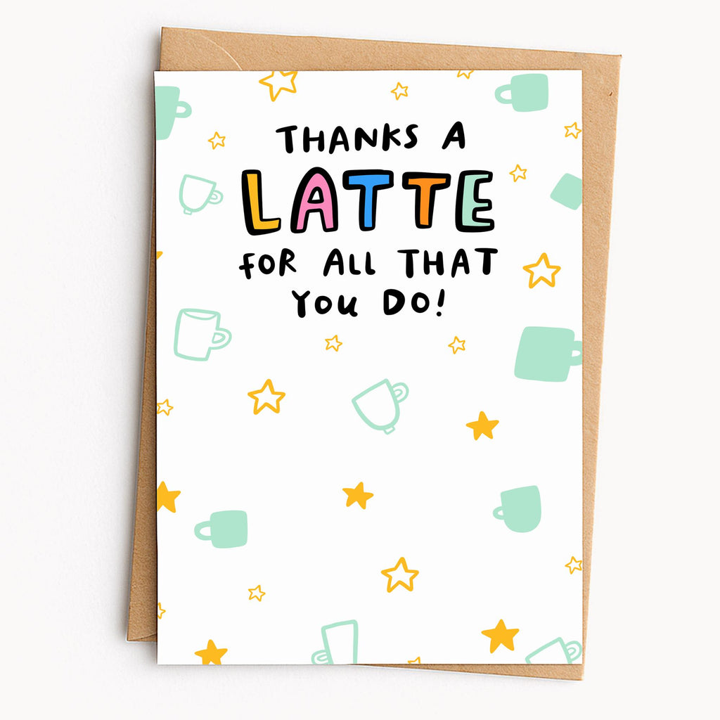 Thanks A Latte Gift Card Holder - Funny Teacher Gift - Coffee Lover, Employee, Friend, Colleague, Teacher Thank You, Appreciation End of School Gift - For Teaching Assistant, Nursery, Daycare, Childminder, Head Teacher, Tutor, Coach, Mentor, SENCO