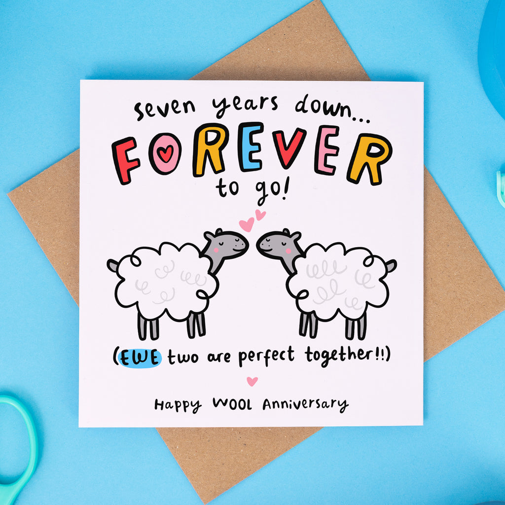 Ewe Two Perfect Together 7th Anniversary Card