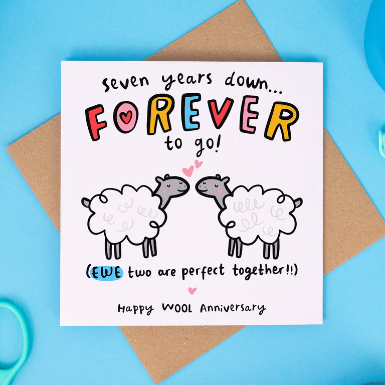 Ewe Two Perfect Together 7th Anniversary Card