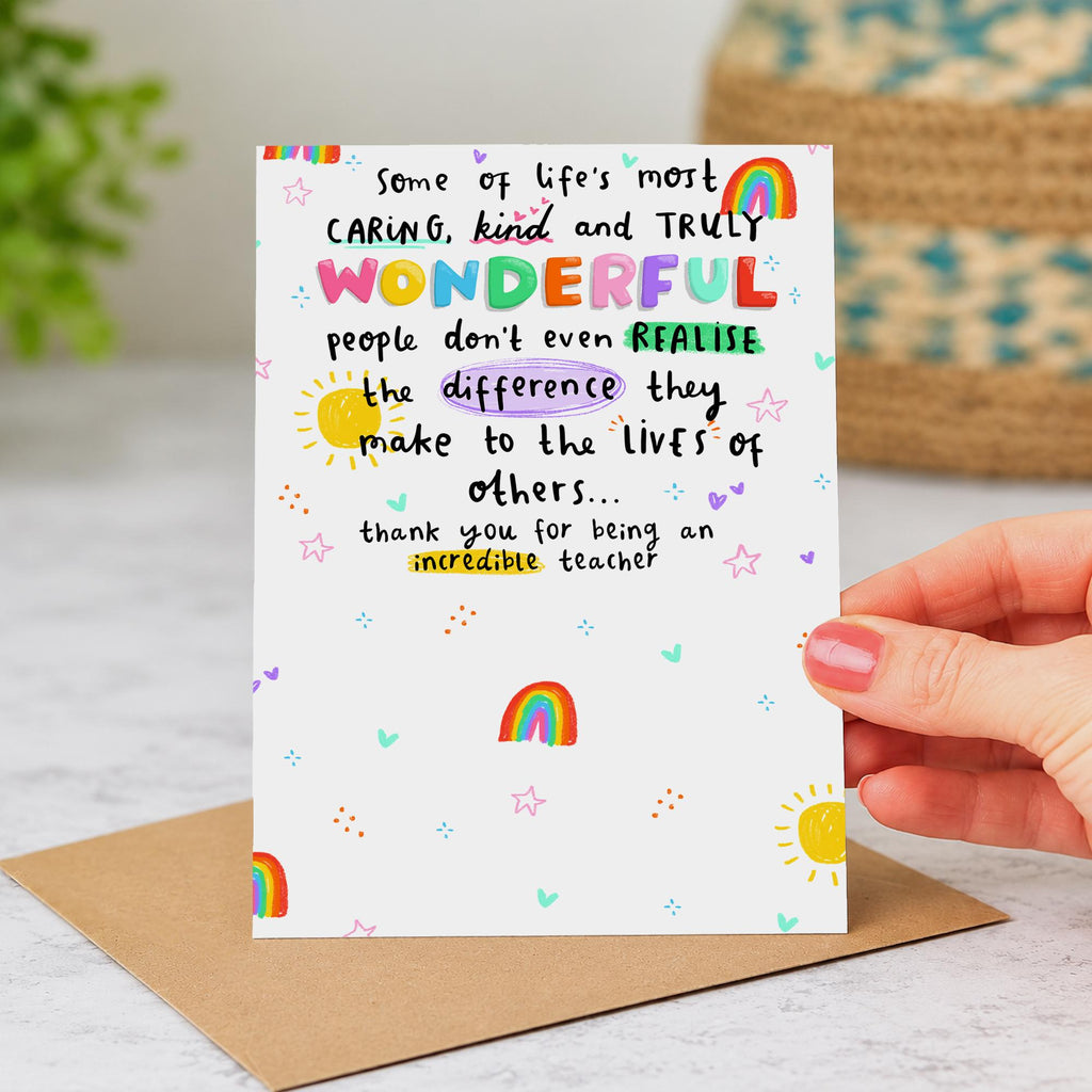 Teacher Gift Card Holder - Thank You For Being An Incredible Teacher - Teacher Thank You, Appreciation End of School Gift - For Teaching Assistant, Nursery, Daycare, Childminder, Head Teacher, Tutor, Coach, Mentor, SENCO - Unique End of School Gift
