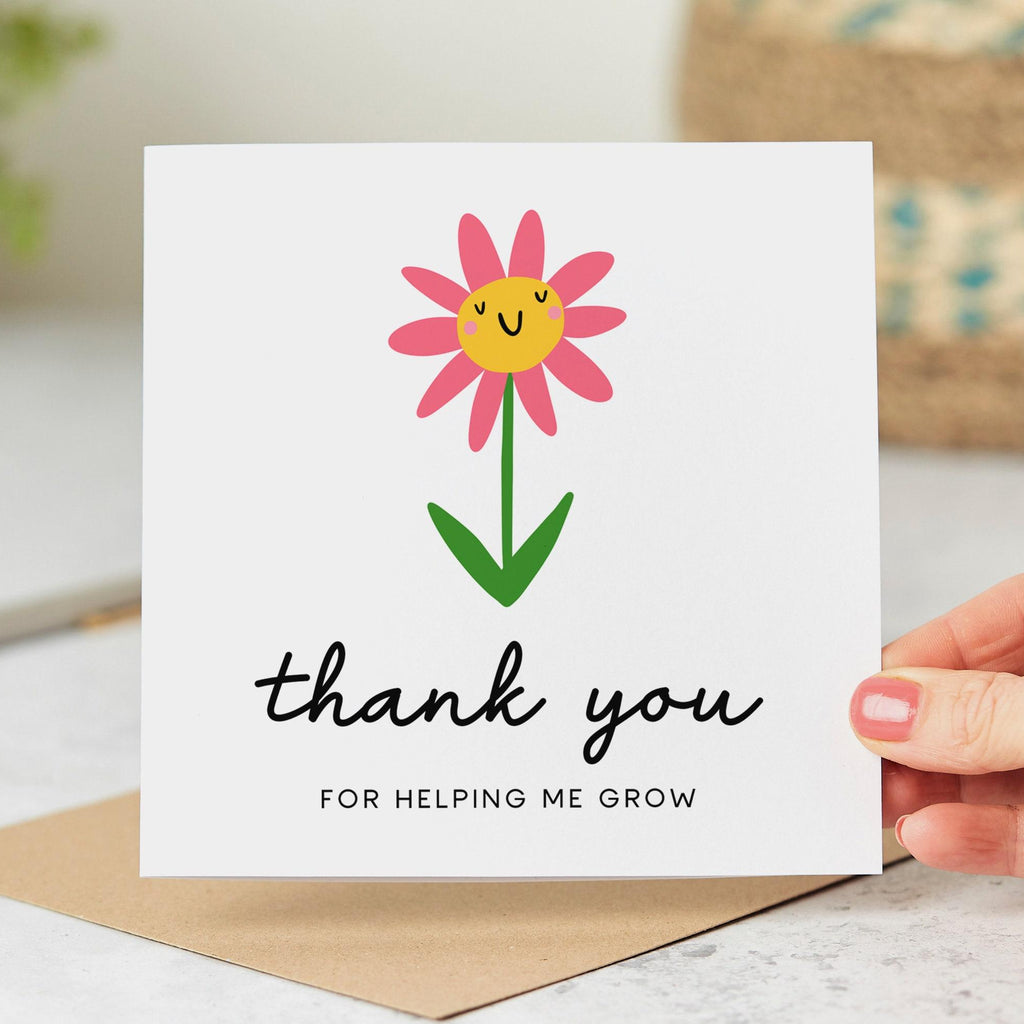 Thank You For Helping Me Grow - Teacher Thank You Card, End Of Term, Summer Holidays, End Of School, Teacher Appreciation