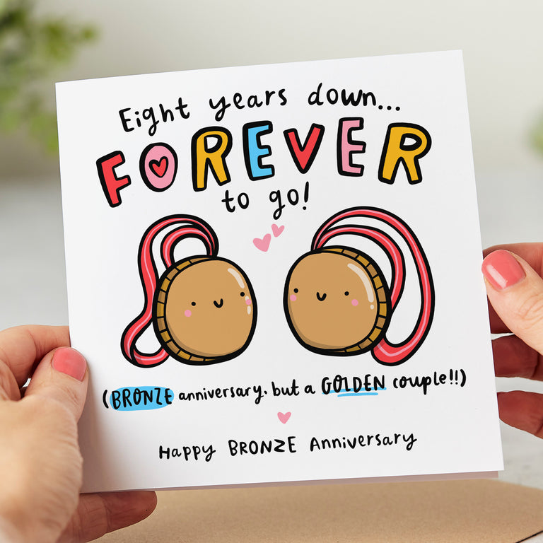 Bronze Couple 8th Anniversary Card