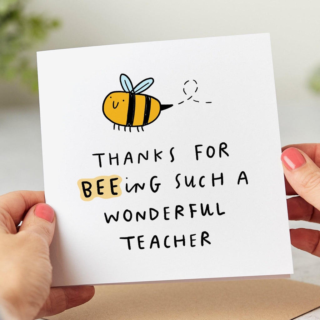 Thanks For Beeing A Wonderful Teacher, Bee Pun, Teacher Thank You Card