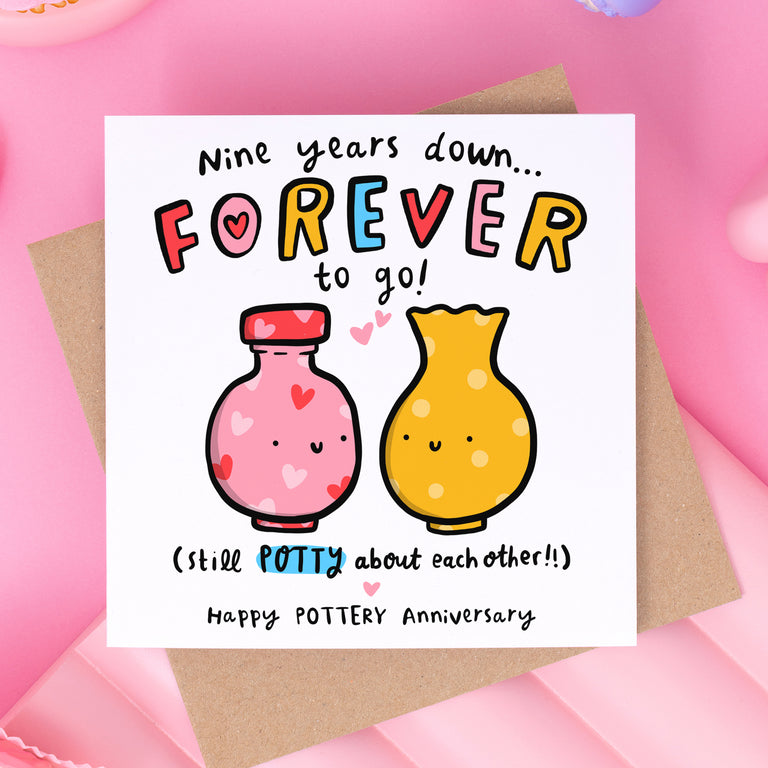 Potty About Each Other 9th Anniversary Card