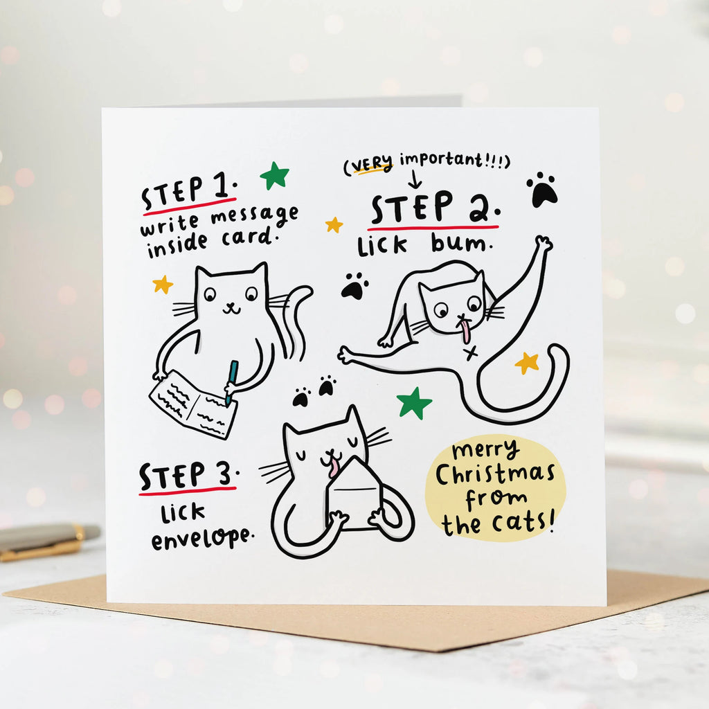 Cat Licked The Envelope Christmas Card