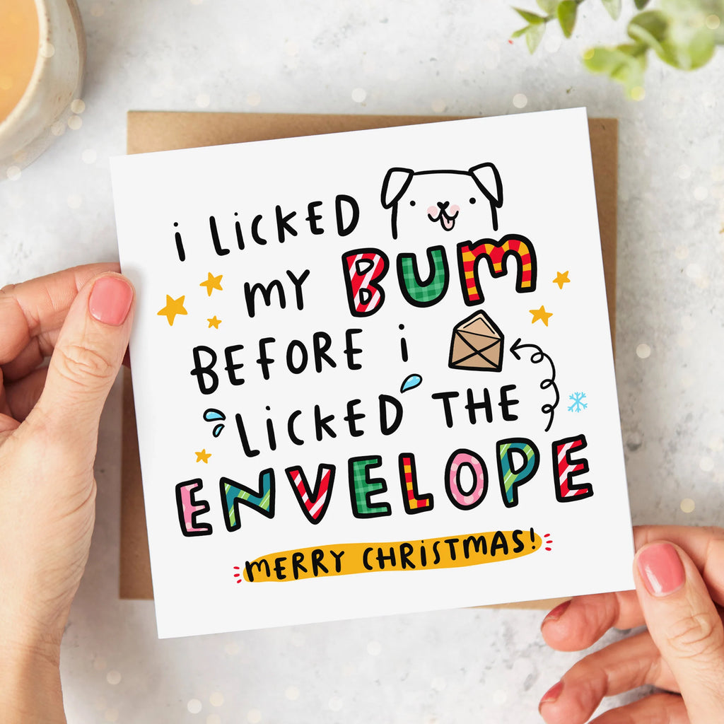 Dog Licked The Envelope Christmas Card
