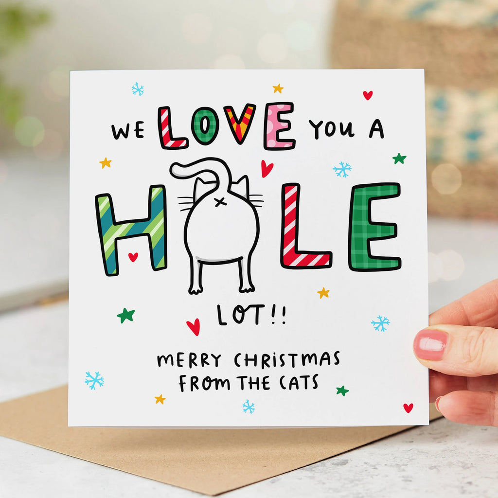 I Love You A Hole Lot - Cat Christmas Card