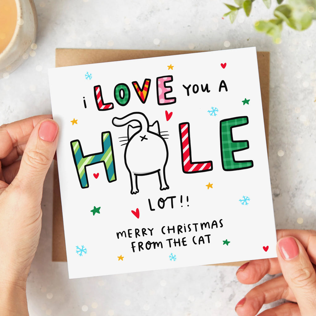 I Love You A Hole Lot - Cat Christmas Card