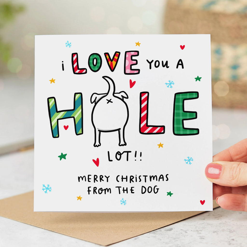 I Love You A Hole Lot - Dog Christmas Card