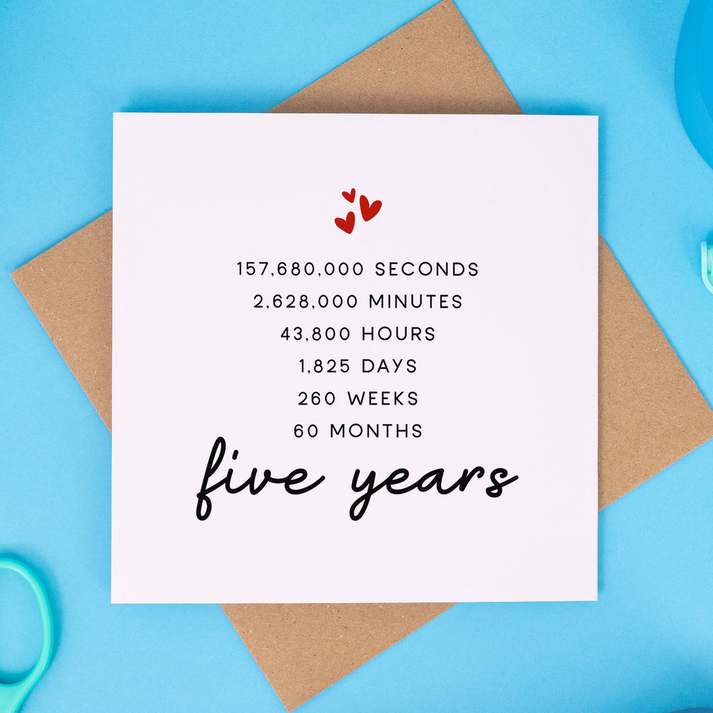 5th Anniversary Card - 5 Year Countdown