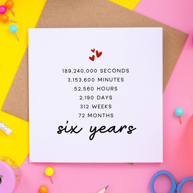 6th Anniversary Card - 6 Year Countdown