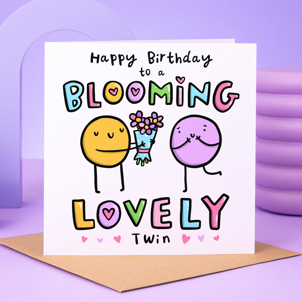 Blooming Lovely Twin Birthday Card