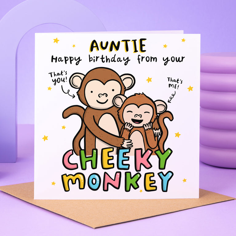 Auntie Cheeky Monkey Birthday Card