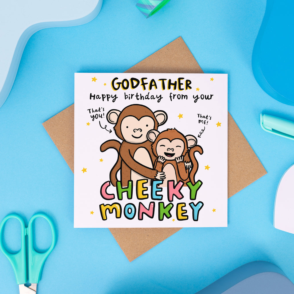 Godfather Cheeky Monkey Birthday Card