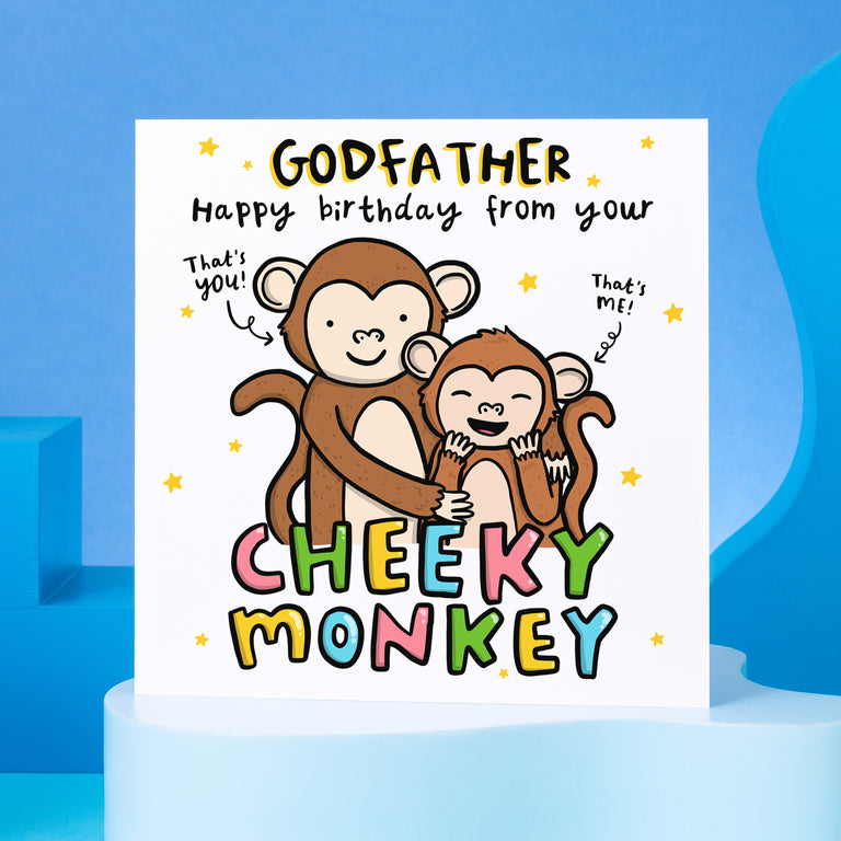 Godfather Cheeky Monkey Birthday Card