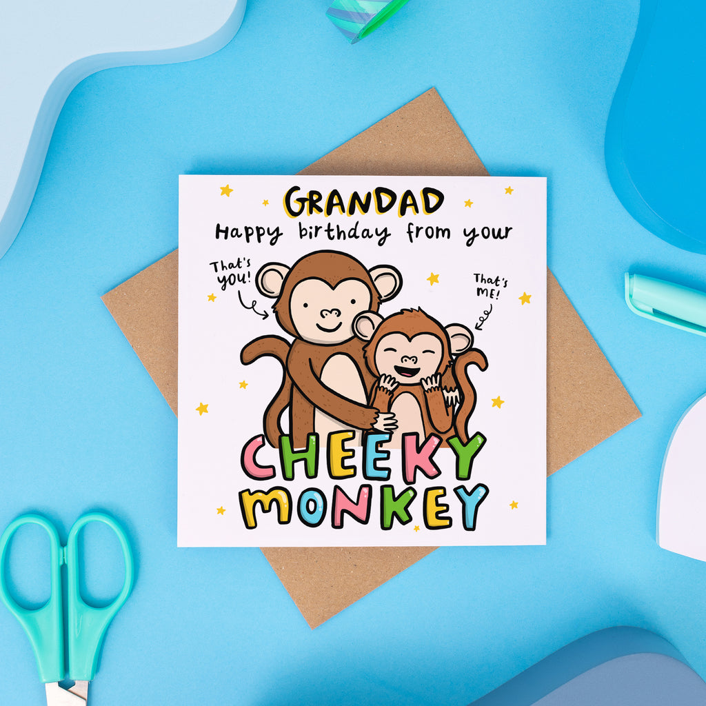 Grandad Cheeky Monkey Birthday Card