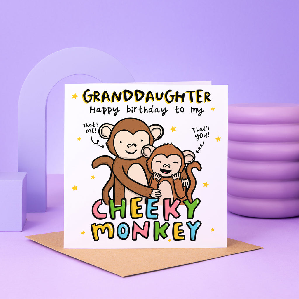 Granddaughter Cheeky Monkey Birthday Card