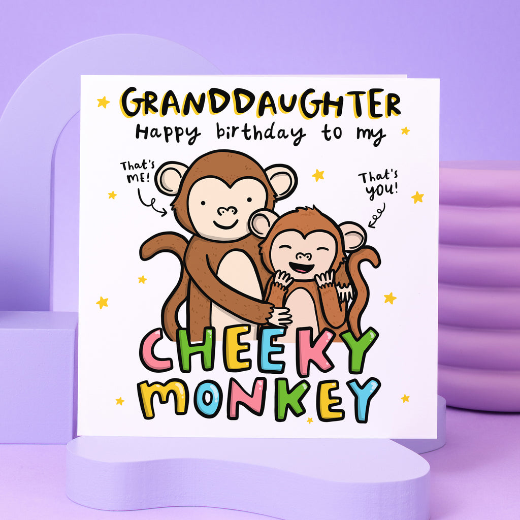 Granddaughter Cheeky Monkey Birthday Card