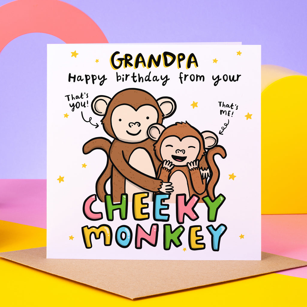 Grandpa Cheeky Monkey Birthday Card