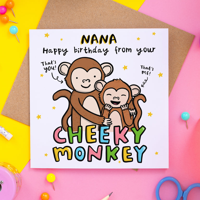 Nana Cheeky Monkey Birthday Card