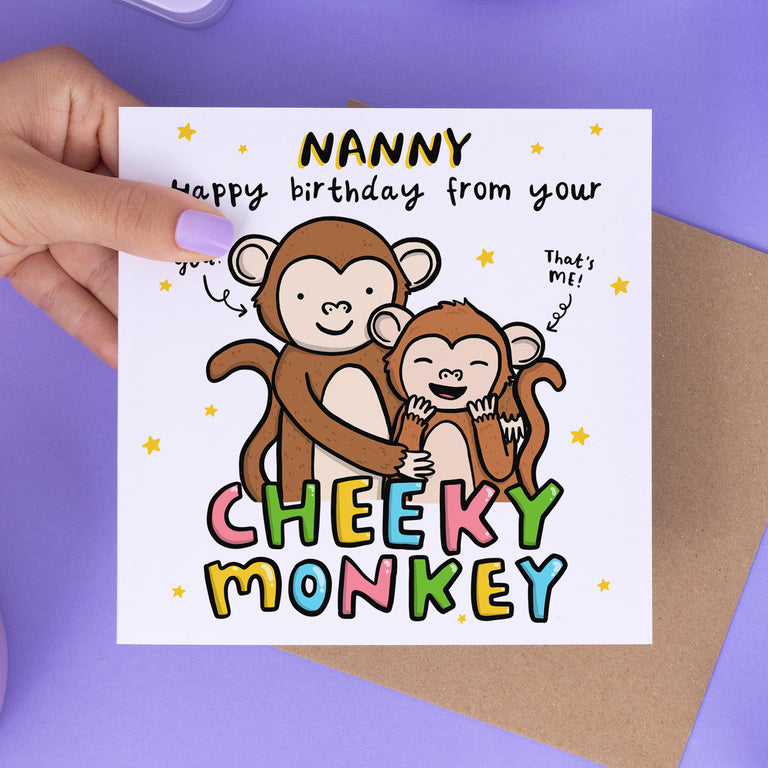 Nanny Cheeky Monkey Birthday Card