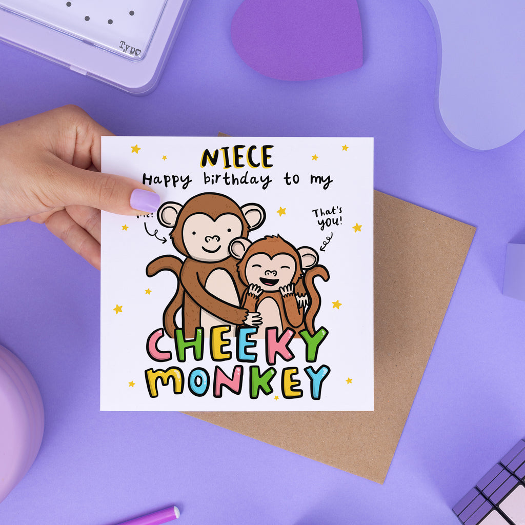 Niece Cheeky Monkey Birthday Card