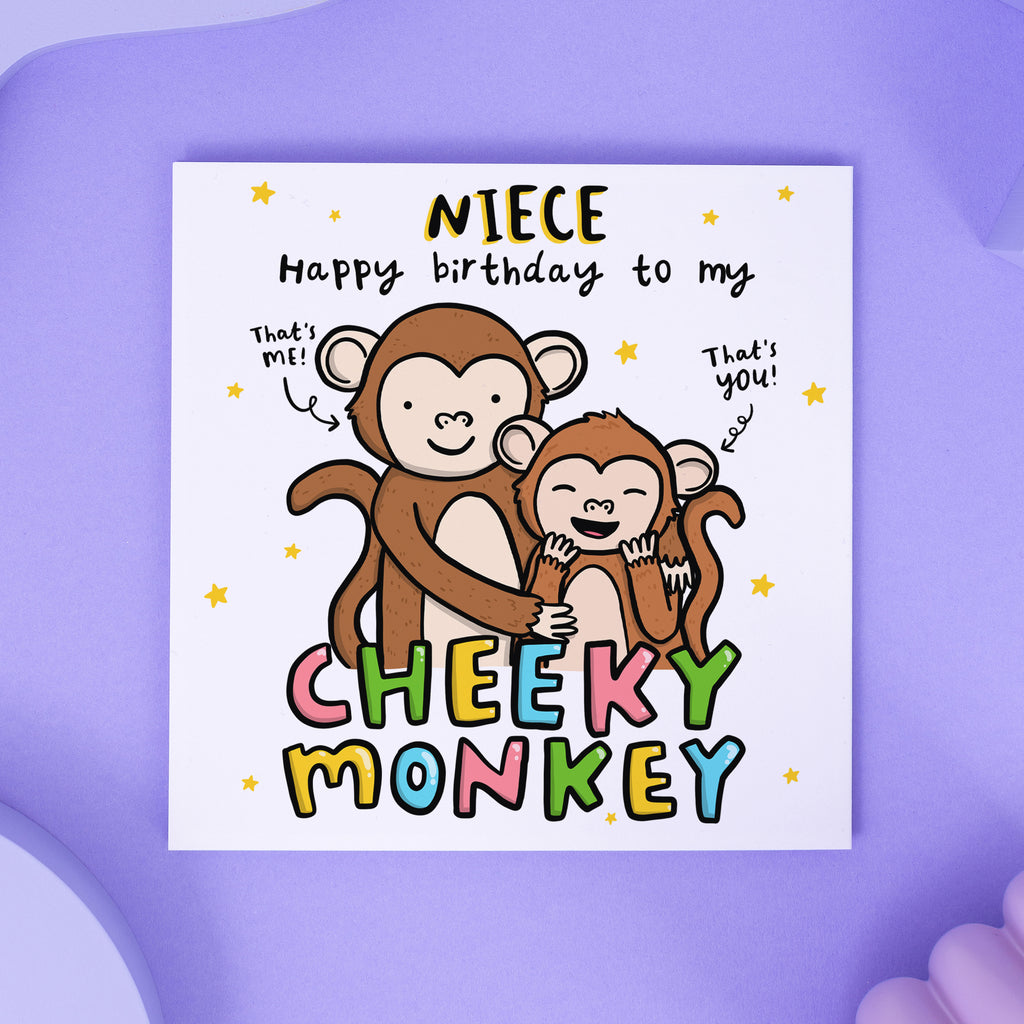 Niece Cheeky Monkey Birthday Card