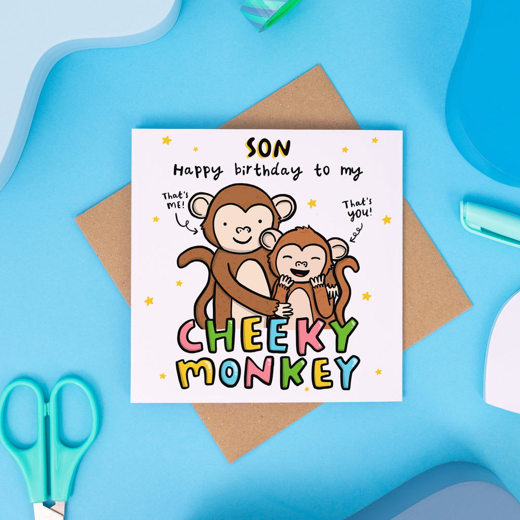 Son Cheeky Monkey Birthday Card