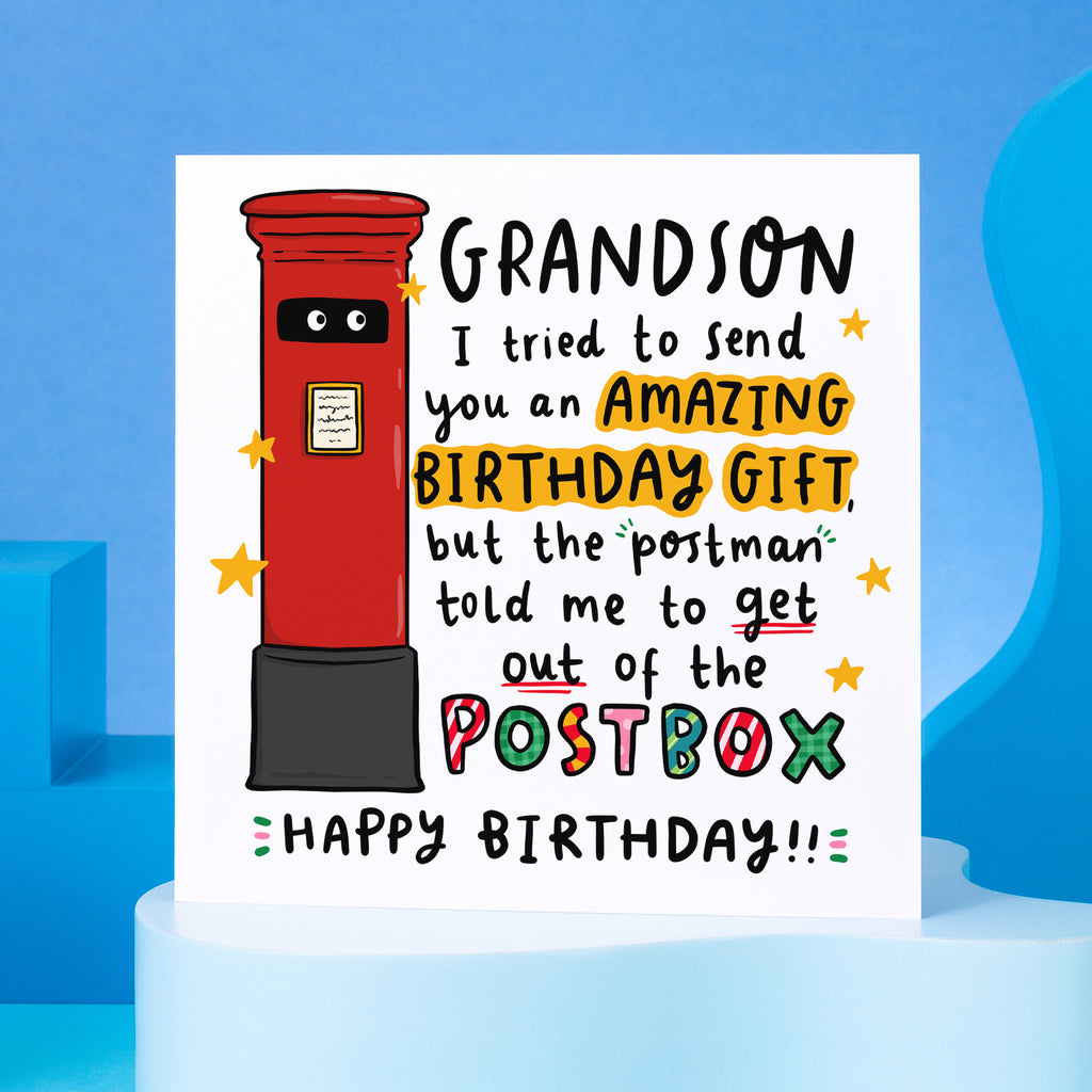 Grandson Post Box Birthday Card
