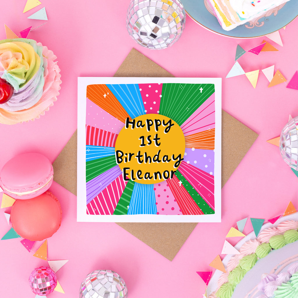 Happy 1st Birthday Personalised Name Card