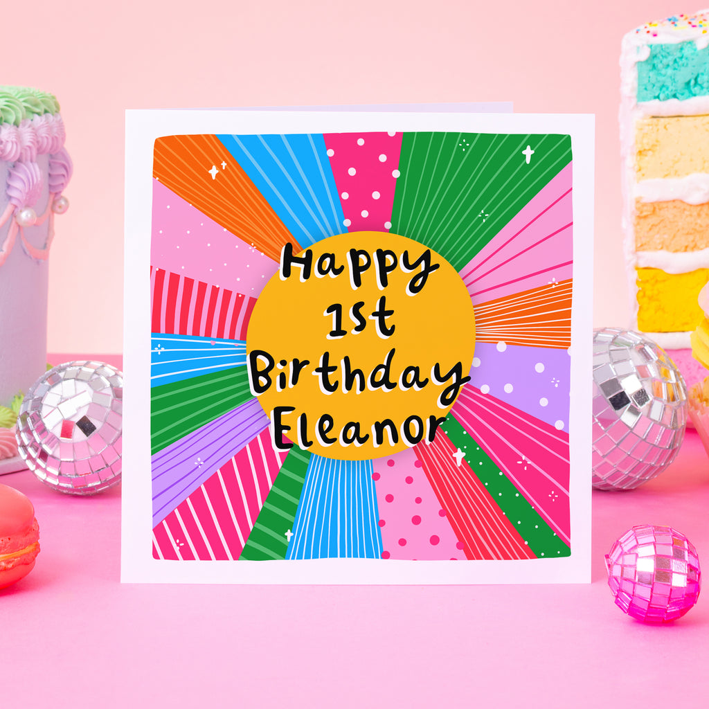 Happy 1st Birthday Personalised Name Card
