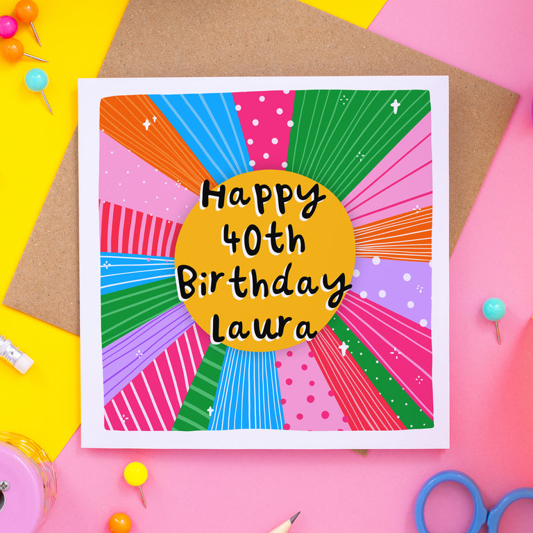 Happy 40th Birthday Personalised Name Card