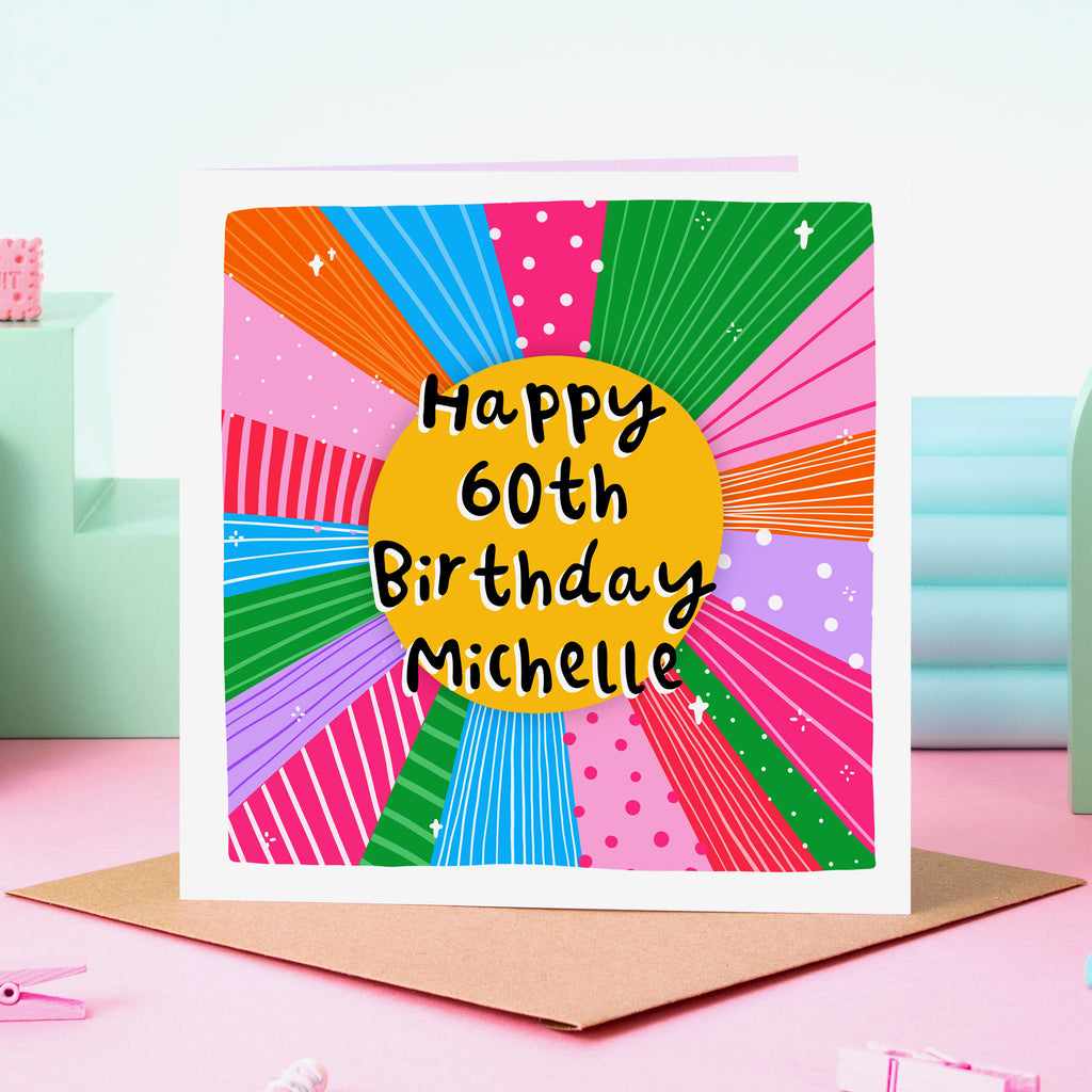 Happy 60th Birthday Personalised Name Card