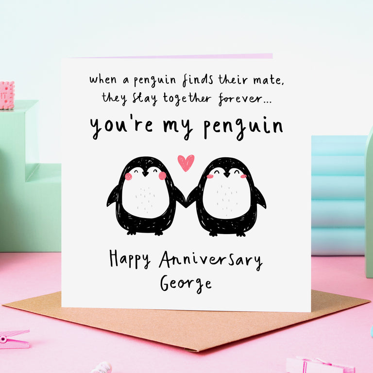 You're My Penguin Personalised Anniversary Card