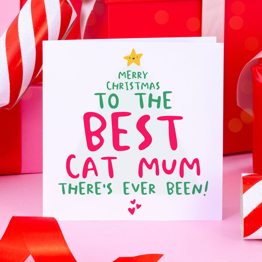 Best Cat Mum Christmas Card
