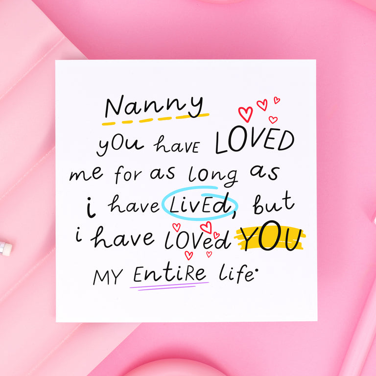Nanny Entire Life Birthday Card