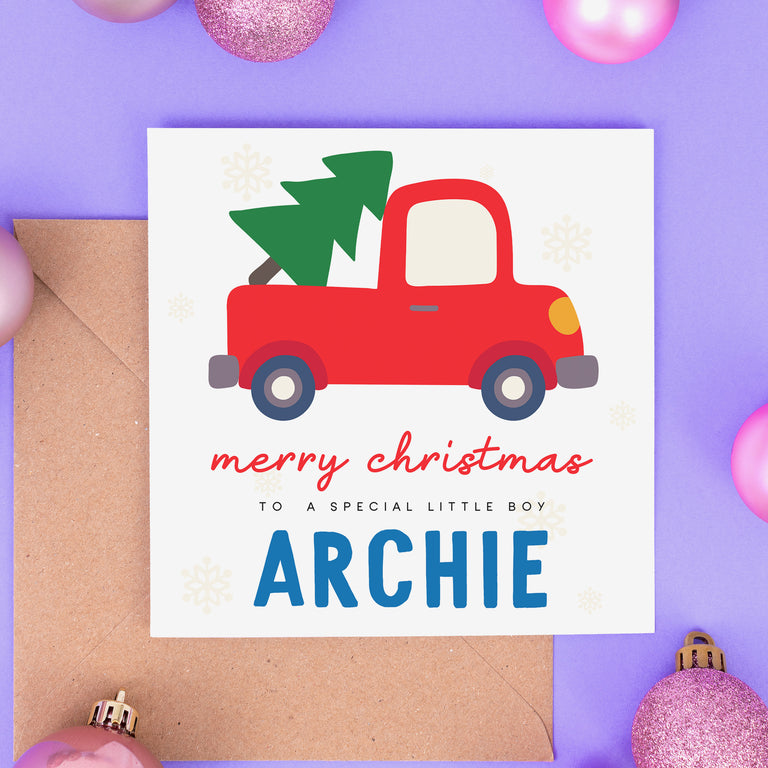 Merry Christmas Special Little Boy Christmas Card - Car