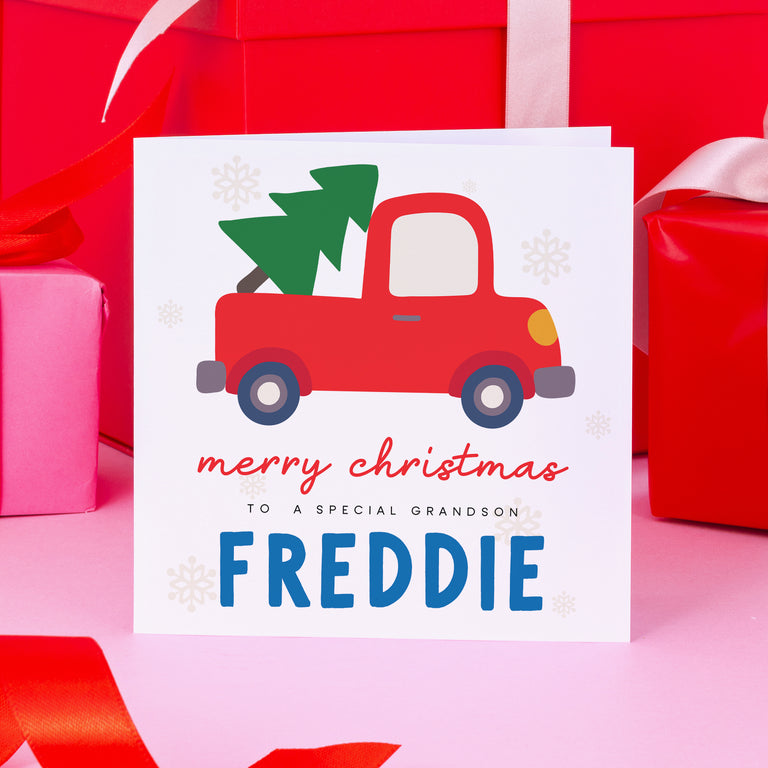 Merry Christmas Special Grandson Christmas Card - Car