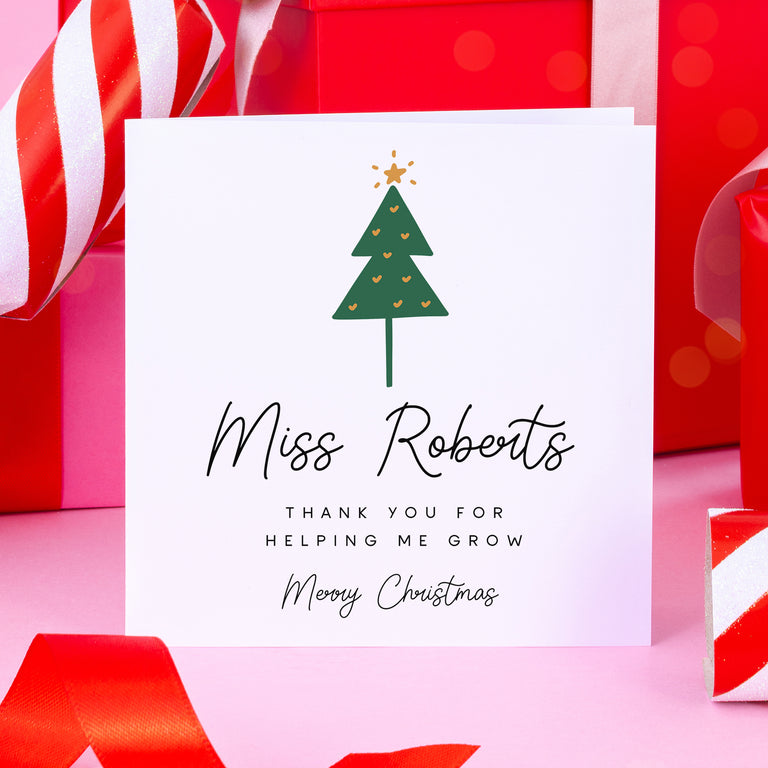Thank You For Helping Me Grow - Personalised Christmas Card