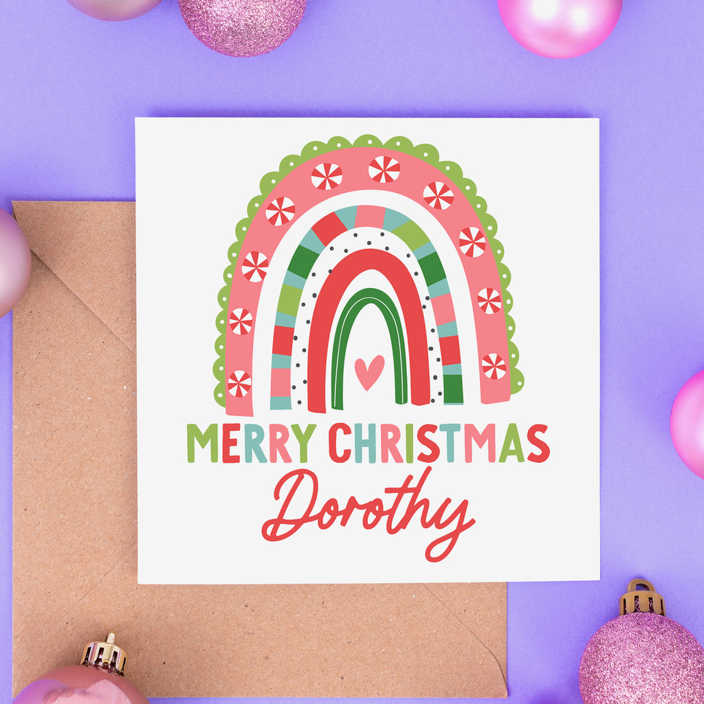 Rainbow Name Personalised Christmas Card
