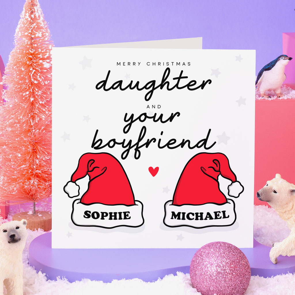 Daughter And Boyfriend Personalised Christmas Card