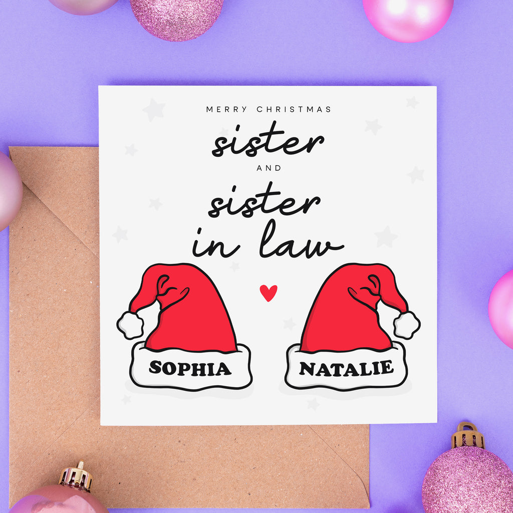 Sister And Sister In Law Personalised Christmas Card