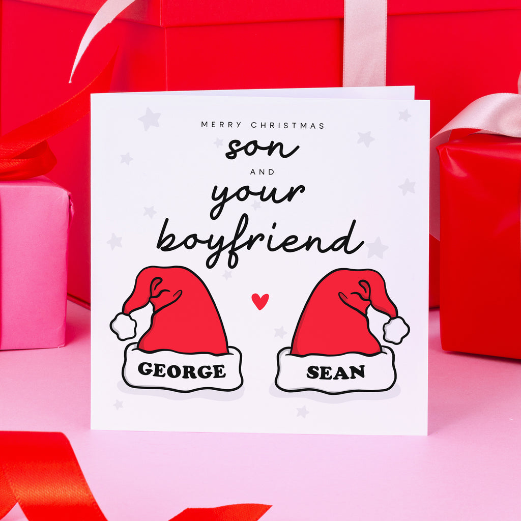 Son And Boyfriend Personalised Christmas Card