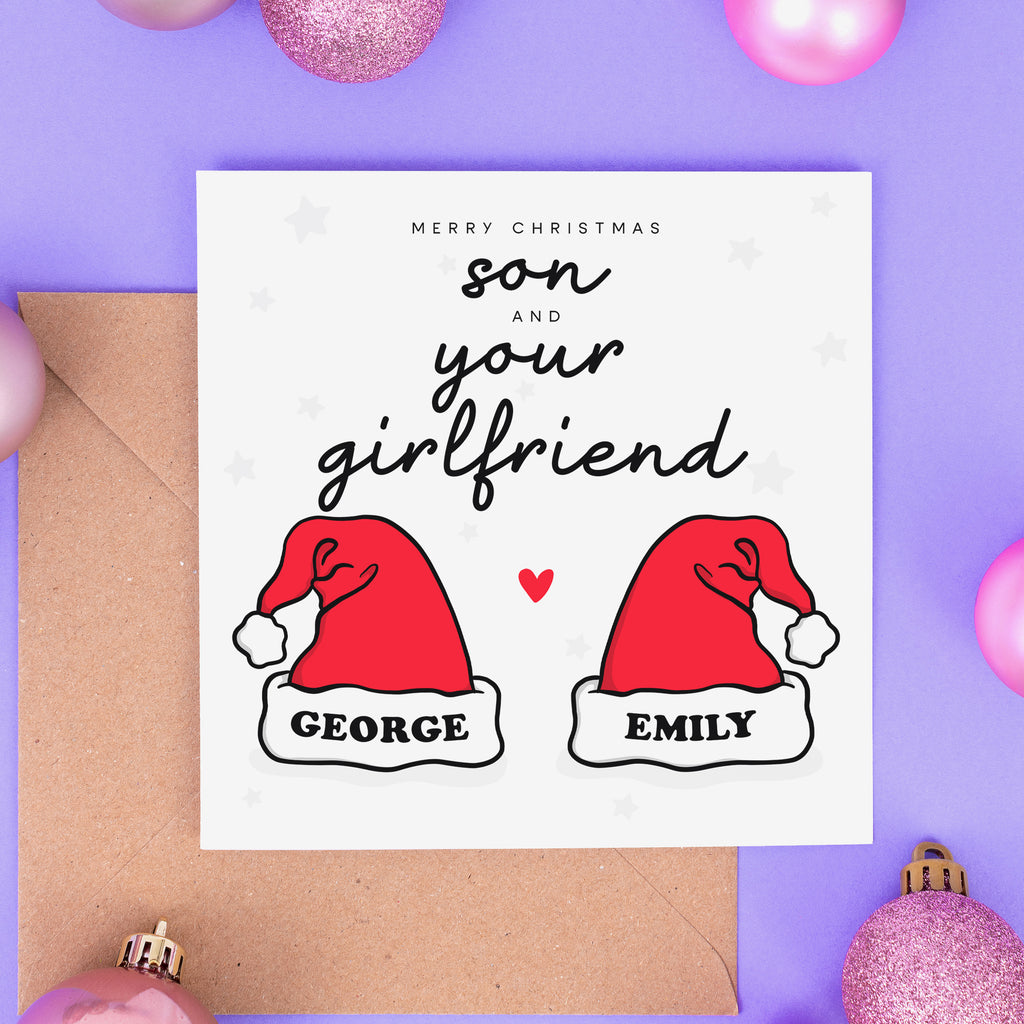 Son And Girlfriend Personalised Christmas Card
