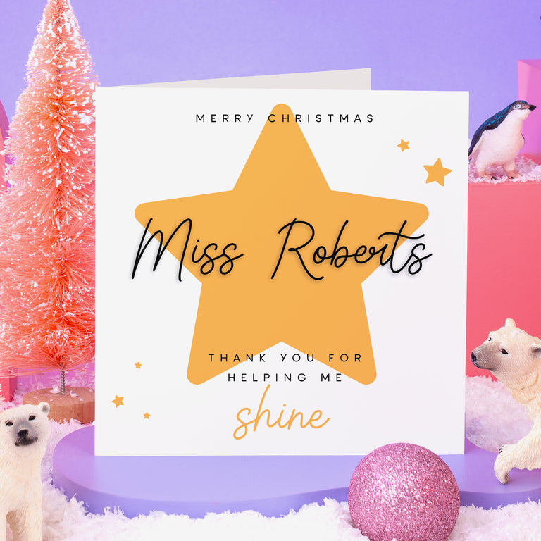 Thank You For Helping Me Shine - Personalised Christmas Card