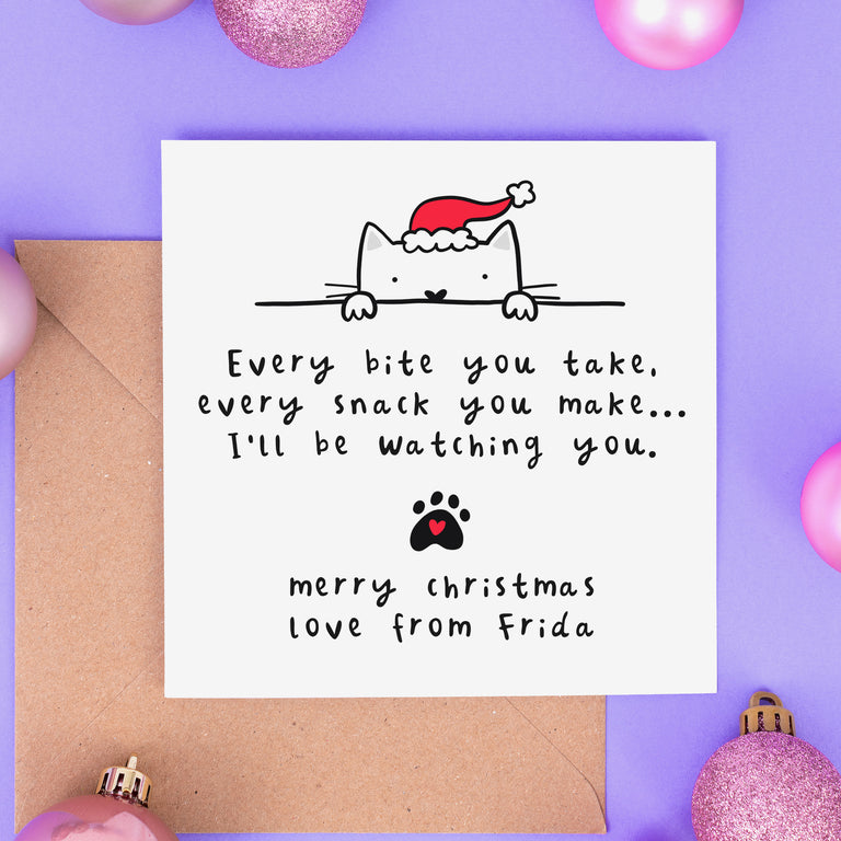 I'll Be Watching You - Cat - Personalised Christmas Card