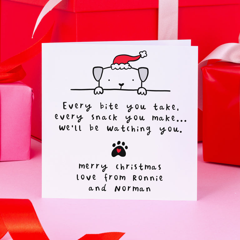 We'll Be Watching You - Dogs - Personalised Christmas Card