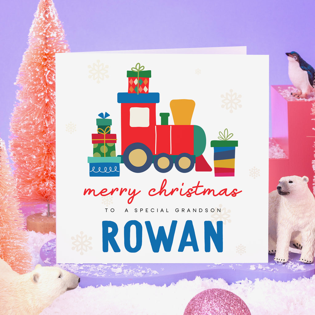 Merry Christmas Special Grandson Christmas Card - Train