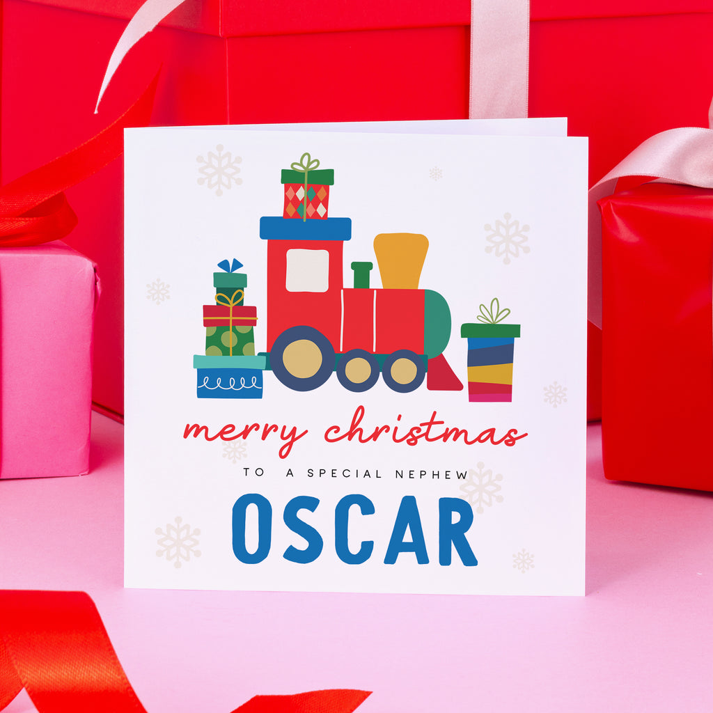 Merry Christmas Special Nephew Christmas Card - Train
